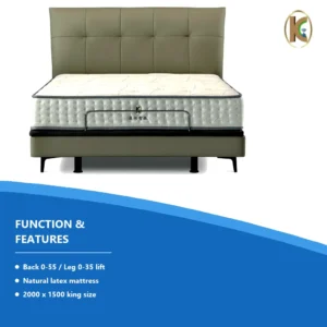 KR004 Smart Adjustable Bed – Natural Latex Mattress, King 2000×1500