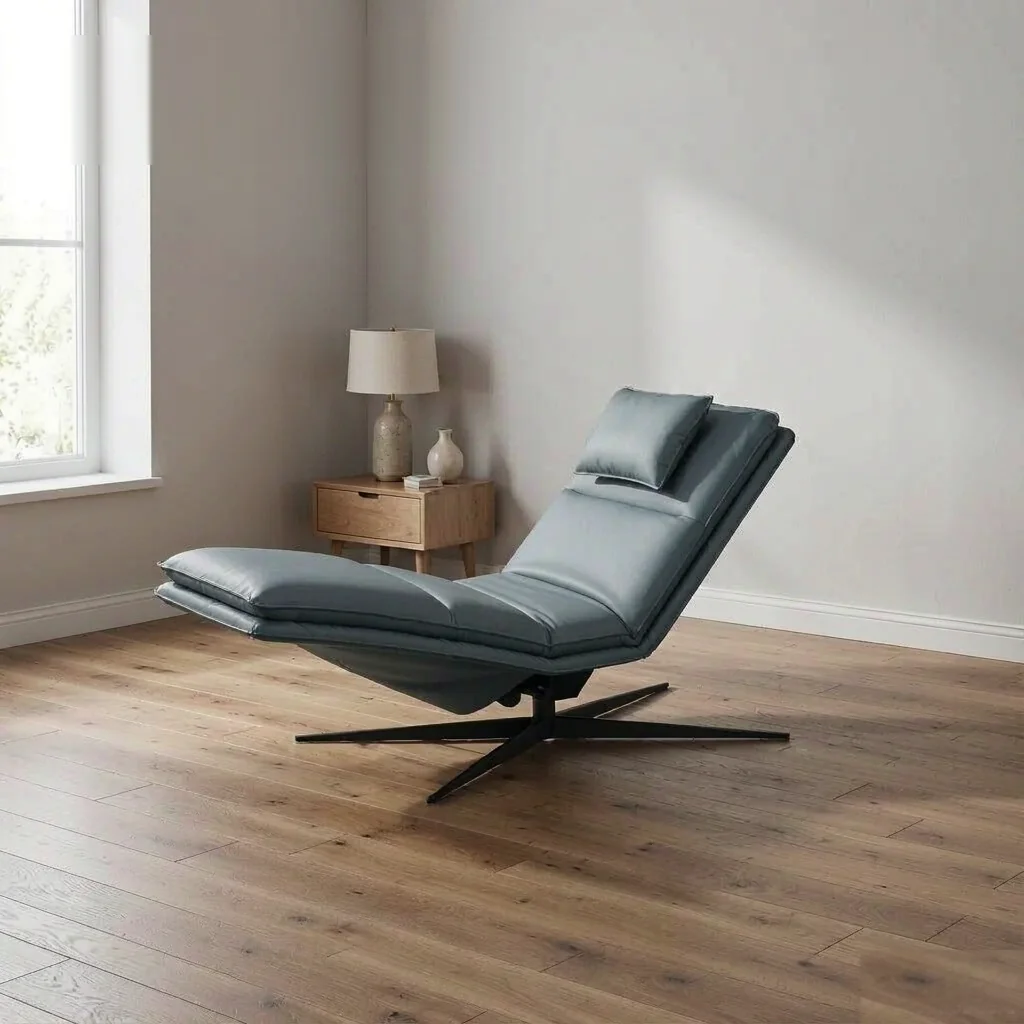 YJ001 blue grey leather zero gravity recliner chair with swivel star base